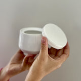 White Gloss Sugar Pot with Lid