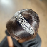 Speckle Silk Knot Alice Band - White on head