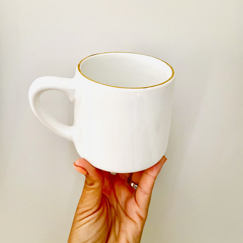 White Gloss Mug with Gold Rim