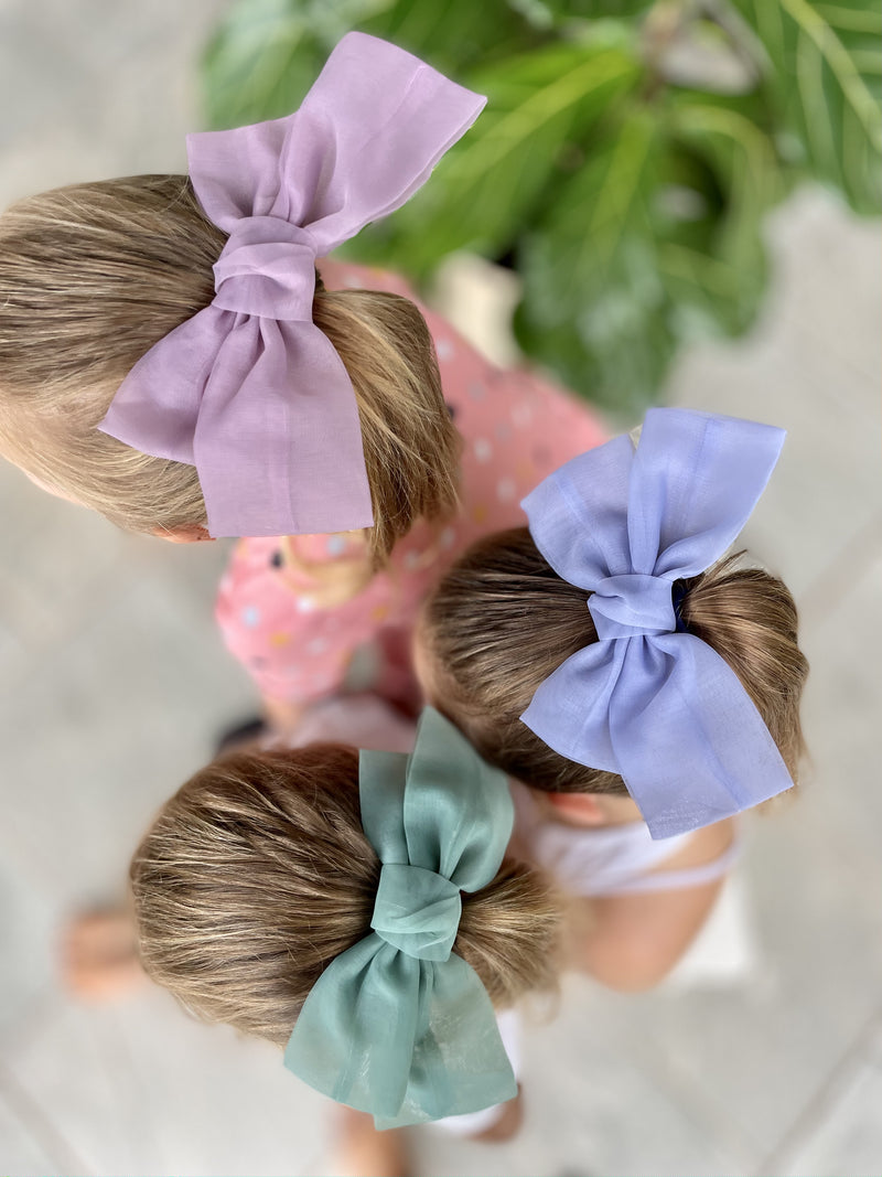 Girls Large Bow Hair Clip - Blue