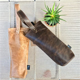 Leather Wine Bag - Brown and Tan