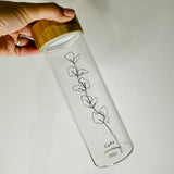Glass water bottle - Eucalyptus Leaf