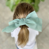 Girls Large Bow Hair Clip - Green