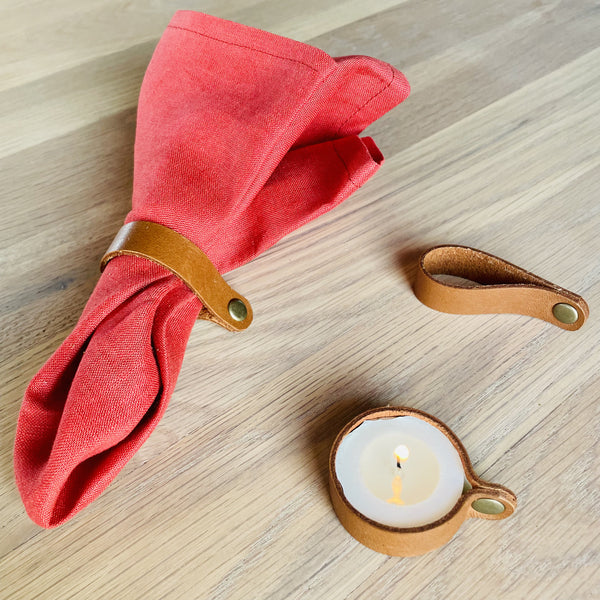 Leather Napkin and Candle Ring (Set of 2) - iszi ONLINE