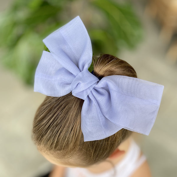 Girls Large Bow Hair Clip - Blue