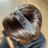 Speckle Silk Knot Alice Band - Black on head on head